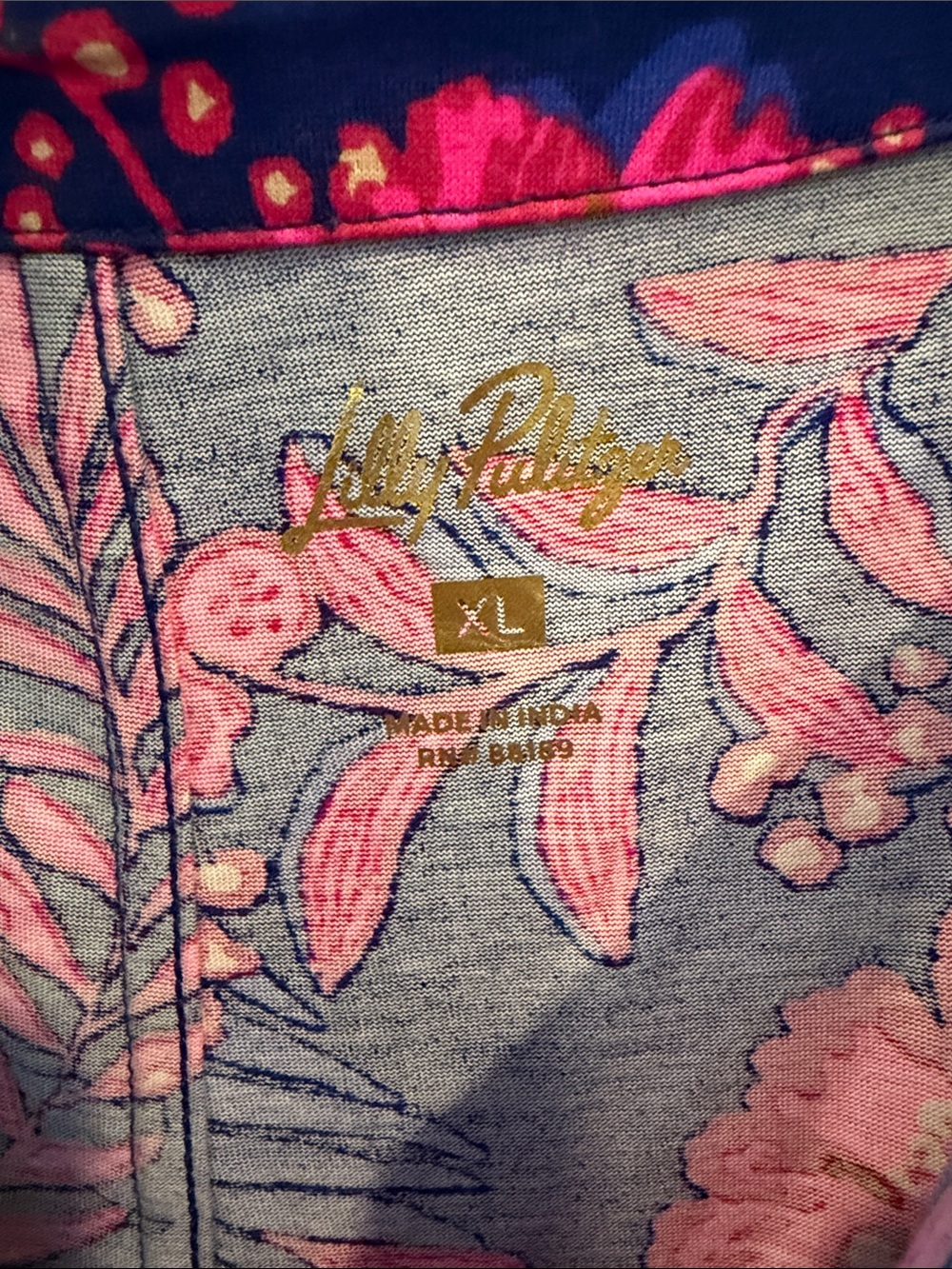 Lilly Pulitzer Navy Shift Dress with Hot Pink Floral Print - Picture 2 of 2